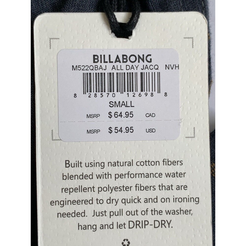 NWT Billabong Men's All Day Jacquard Long Sleeve Shirt Drip Dry No Iron Size S - Picture 6 of 6